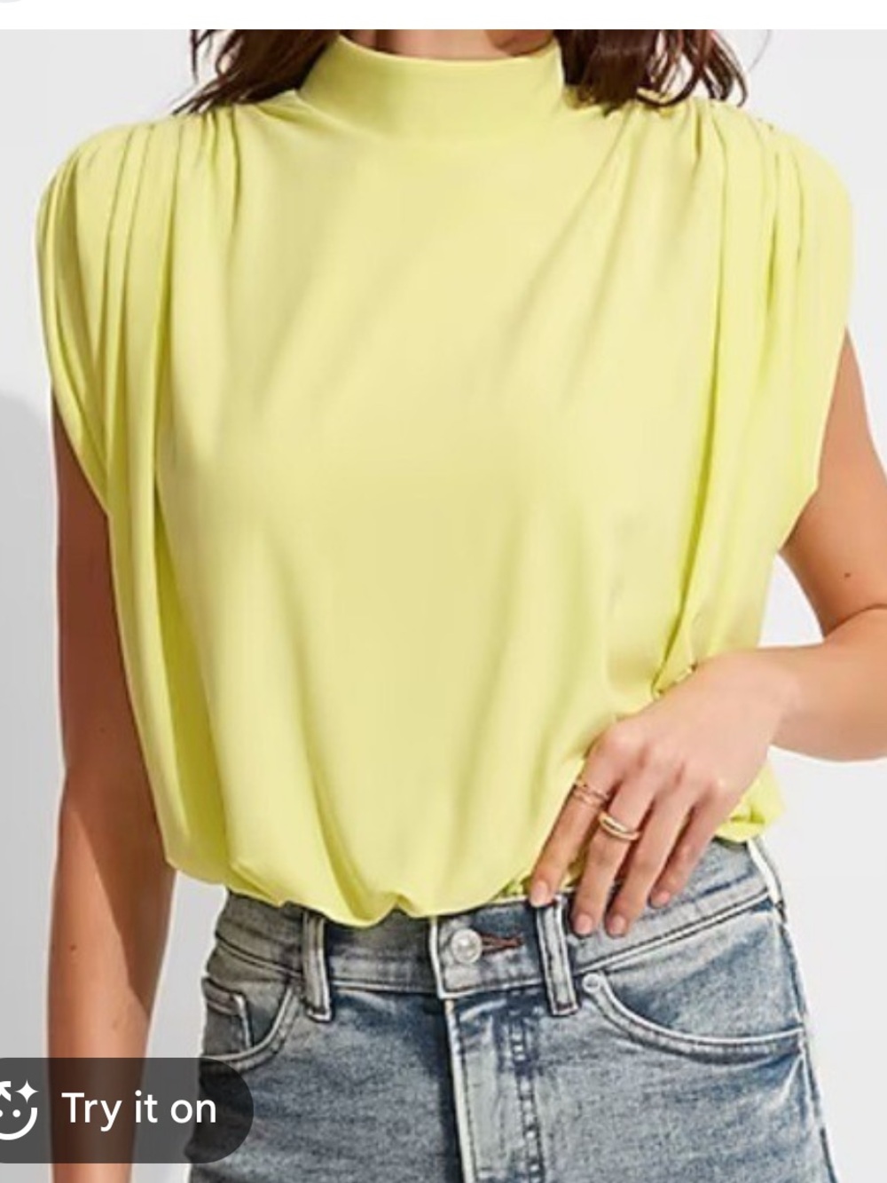 Express Neon Yellow / lime green Draped Bodysuit Top